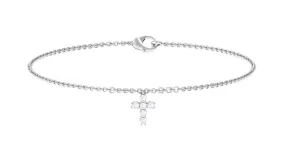 0.25 CT Cubic Zirconia Chain Charm Cross Bracelet in Gold