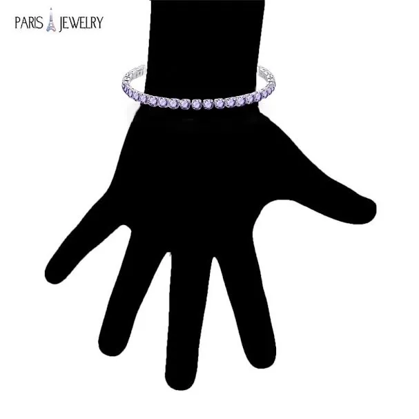 10k White Gold 6 Cttw Created Tanzanite Round Adjustable Tennis Plated Bracelet