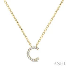 1/20 ctw Initial 'C' Round Cut Diamond Pendant With Chain in 14K Yellow Gold