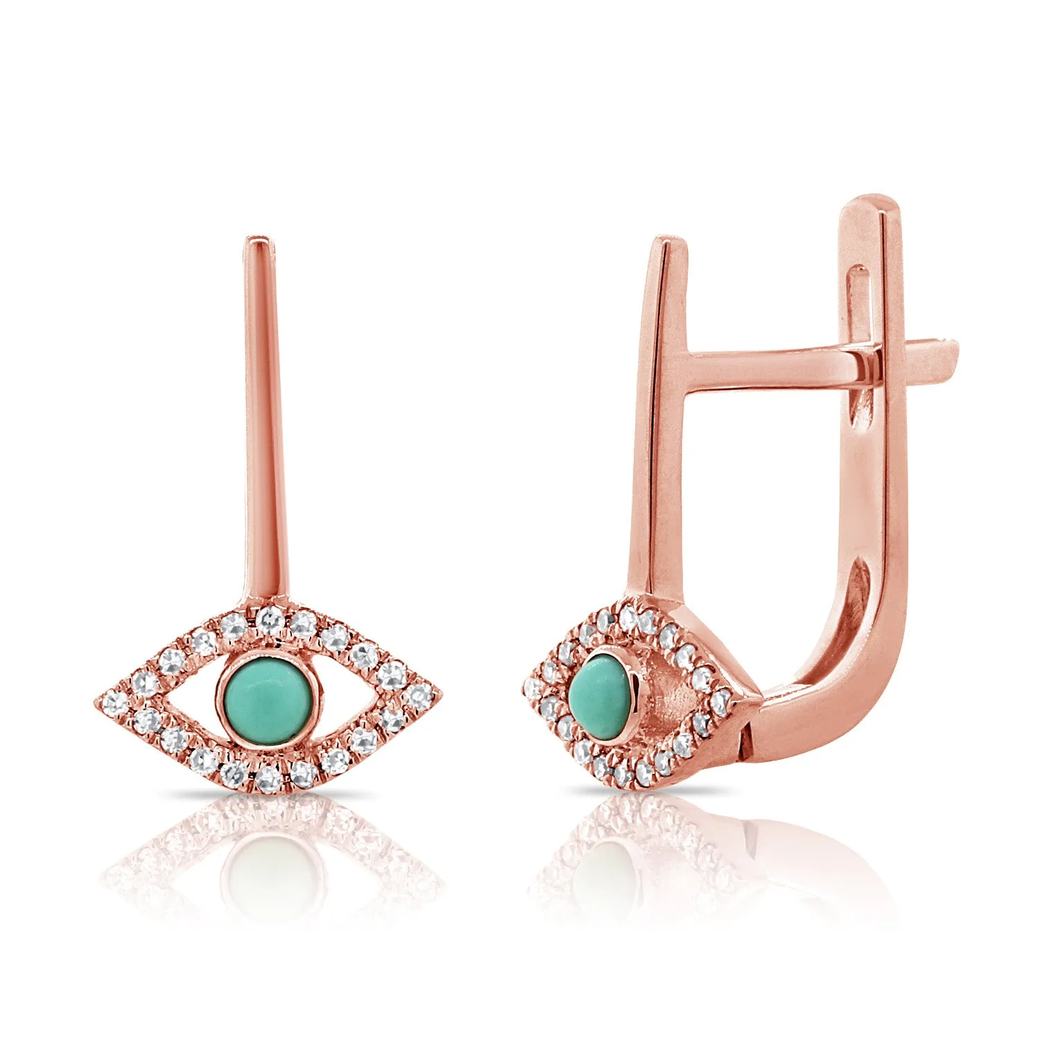 14k Gold & Diamond Evil Eye Earrings - 0.08ct