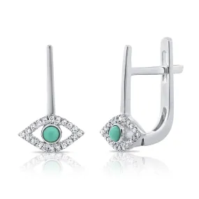 14k Gold & Diamond Evil Eye Earrings - 0.08ct