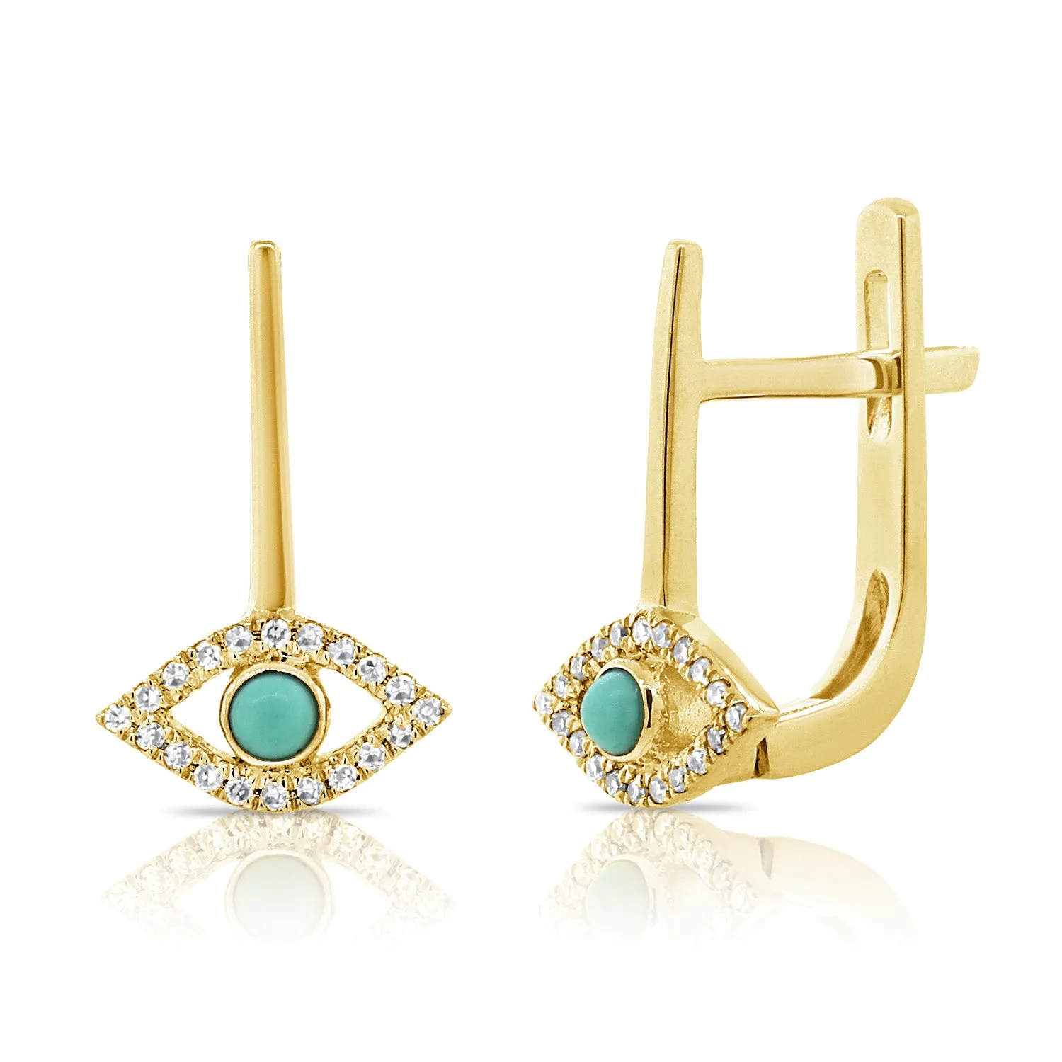 14k Gold & Diamond Evil Eye Earrings - 0.08ct