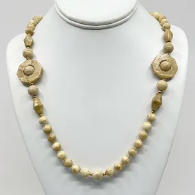 14k gold Jasper bead necklace