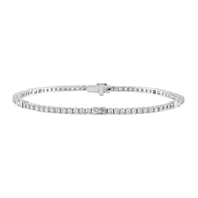 14K White Gold Diamond & Baguette Station Tennis Bracelet