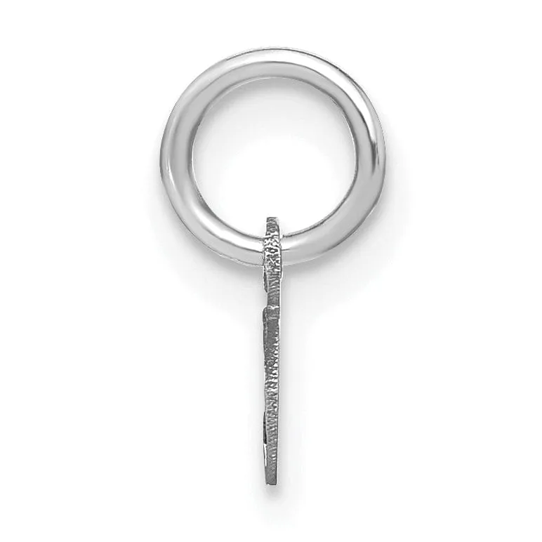 14K White Gold Small Size Lower Case Script Letter O Initial Pendant