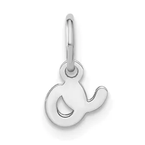 14K White Gold Small Size Lower Case Script Letter O Initial Pendant