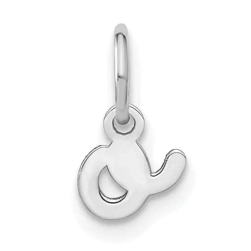 14K White Gold Small Size Lower Case Script Letter O Initial Pendant