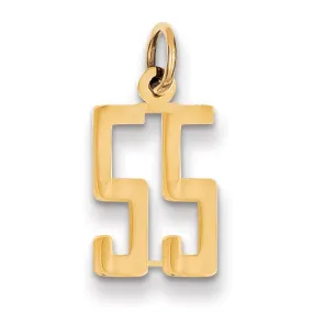 14K Yellow Gold Polished Finish Small Size Elongated Shape Number 55 Charm Pendant