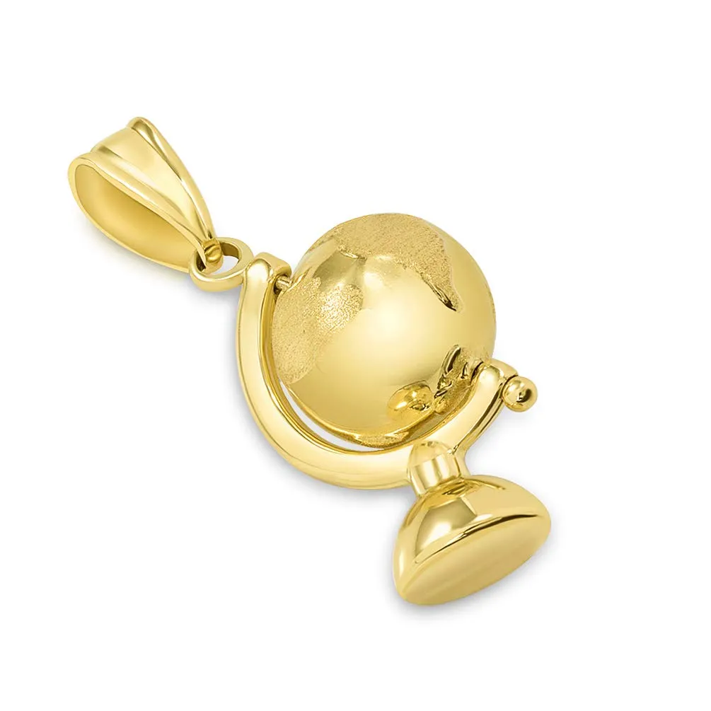 14k Yellow Gold Spinning Globe Pendant