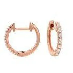 14KT Gold 1/4 CTW Diamond 14 Stone Huggie Hoop Earrings