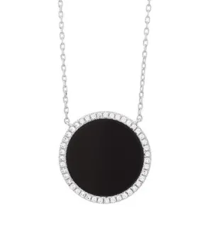 18 Karat White Circle Gemstone Necklace