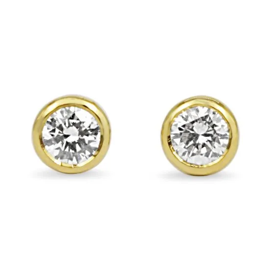 18ct Yellow Gold Diamond Solitaire Stud Earrings