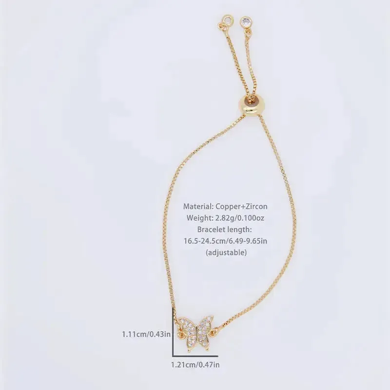 18K Gold Plated Butterfly Zircon Bracelet