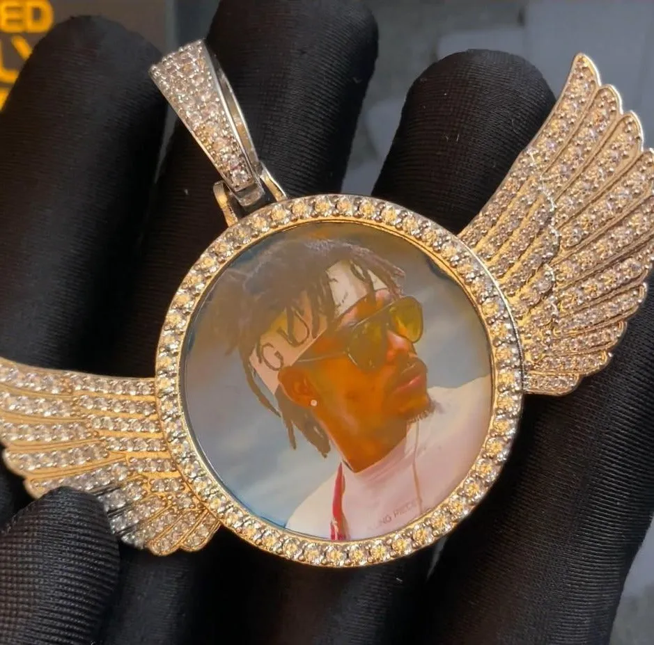 18k Gold Plated Custom Photo Wings Pendant Necklace-Best Christmas Gifts