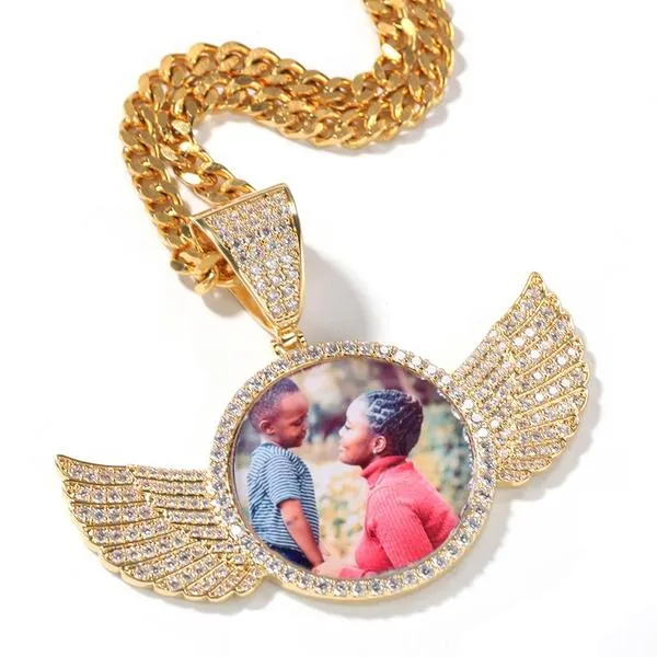 18k Gold Plated Custom Photo Wings Pendant Necklace-Best Christmas Gifts
