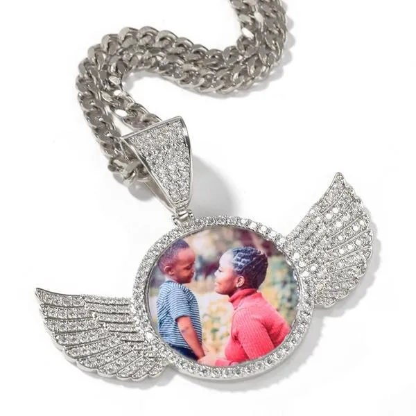 18k Gold Plated Custom Photo Wings Pendant Necklace-Best Christmas Gifts