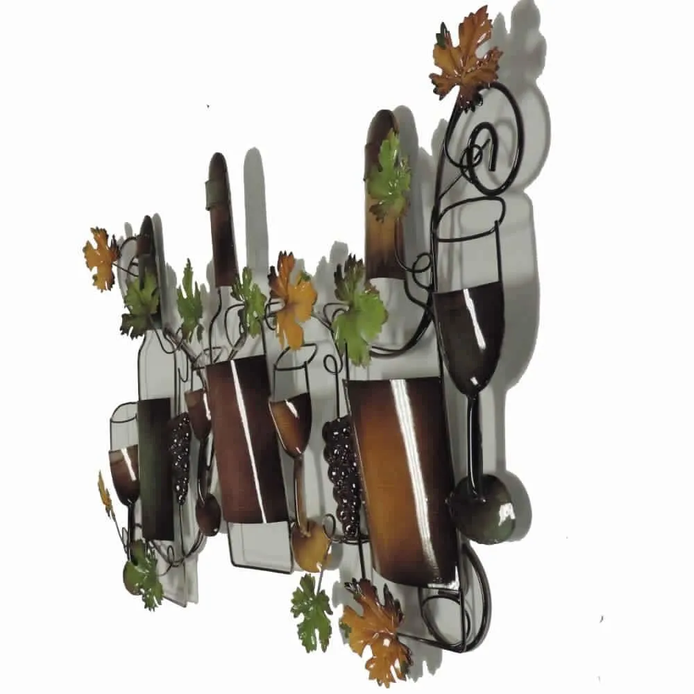 19" Classic Wine Garden Metal Wall Art Decor Sculpture