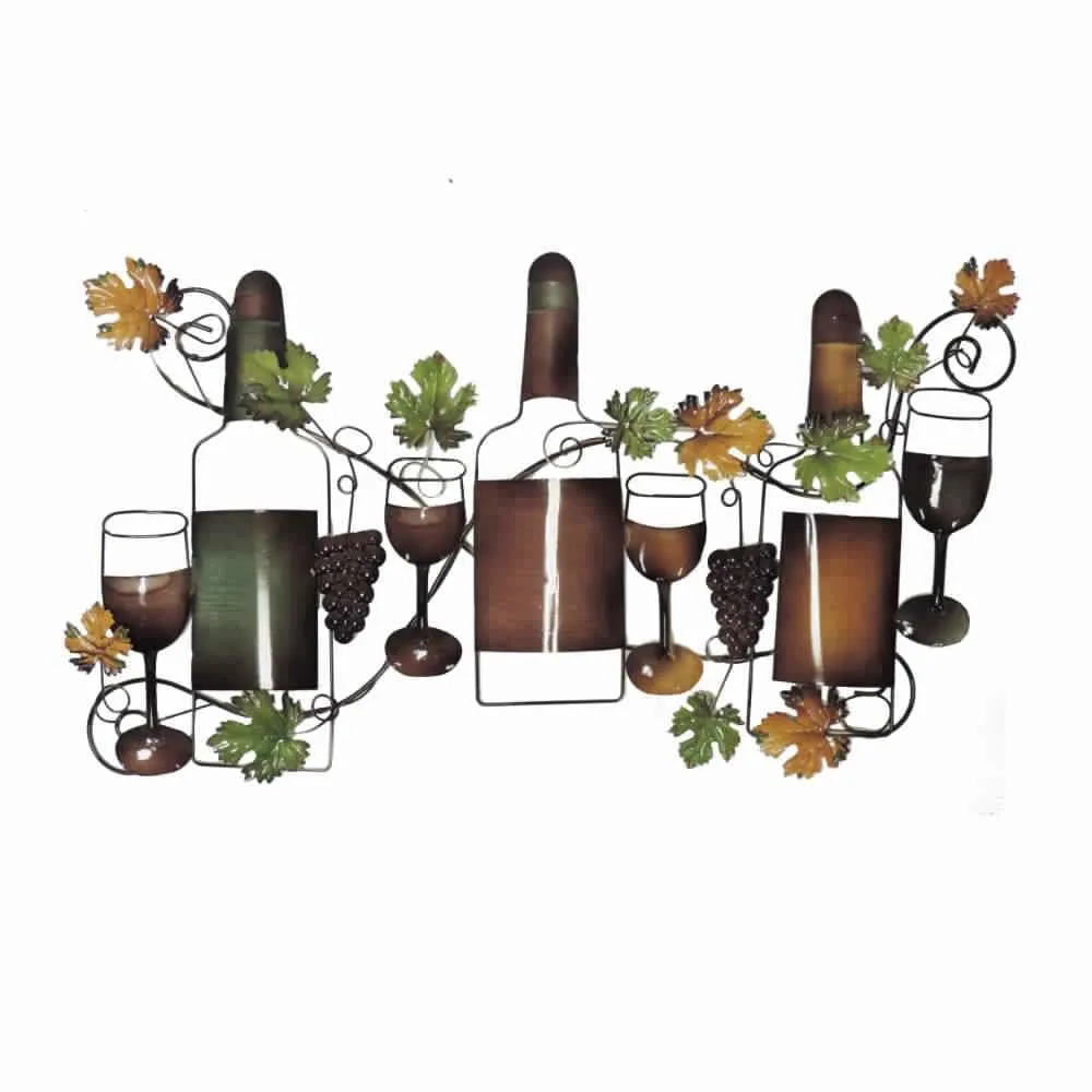 19" Classic Wine Garden Metal Wall Art Decor Sculpture