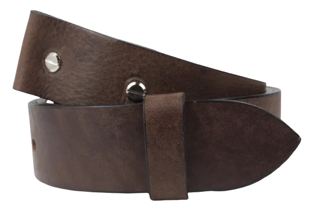 2 Inch Wide (50mm) Dark Brown Full Grain Leather Belt Strap Made to Measure Chicago Screws