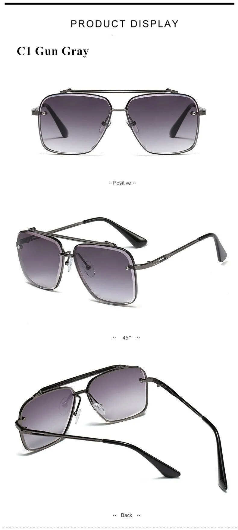 2020 New Fashion Classic Pilot Sunglasses Cool Men Vintage Brand Design Sun Glasses Black Gray Gradient Lens Women Shades Oculos