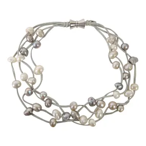 602-09-01 | FAWN SUEDE 4-STRAND MULTI PEARL NECKLACE