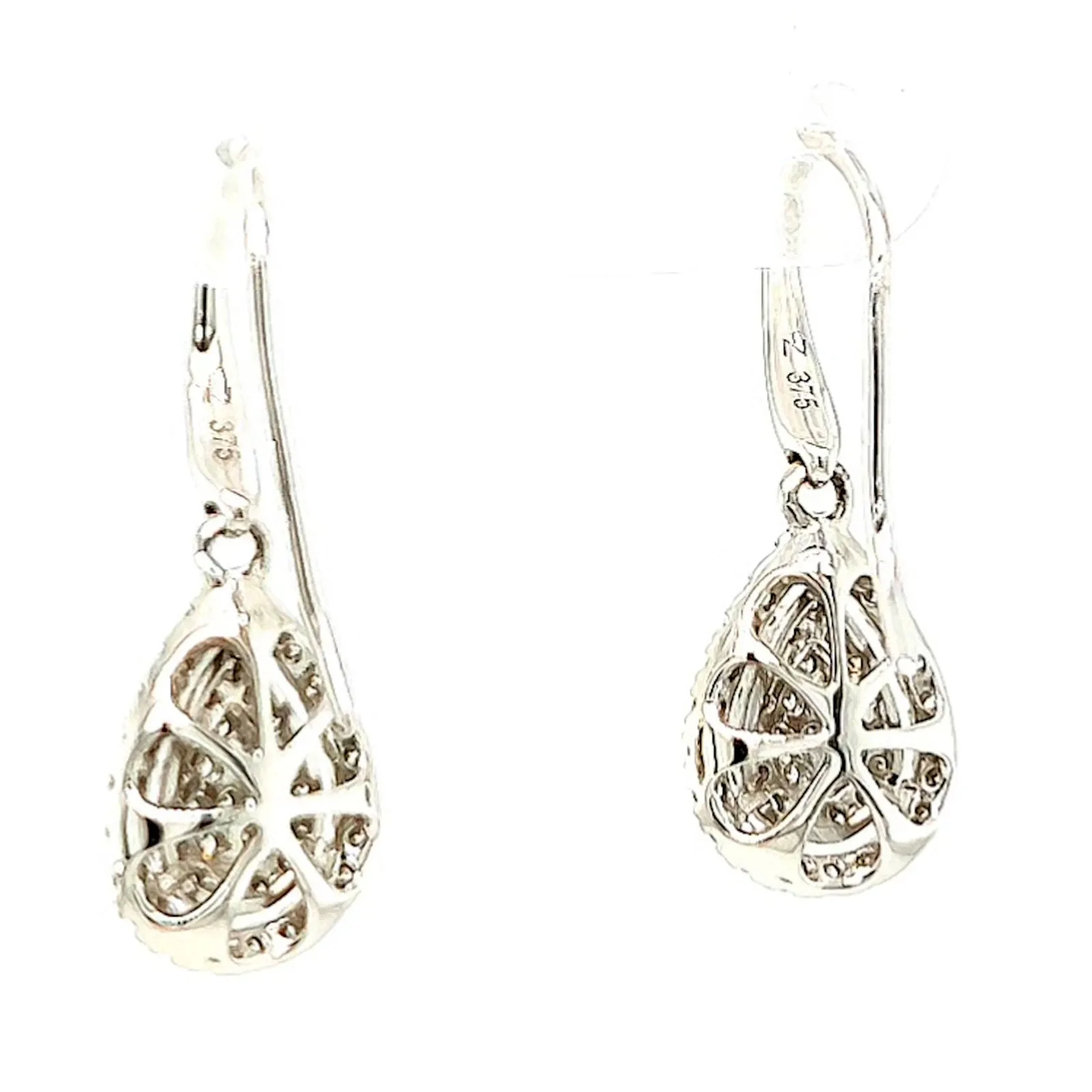 9ct White Gold Round Brilliant Cut with 0.34 CARAT tw of Diamonds Drop Earrings