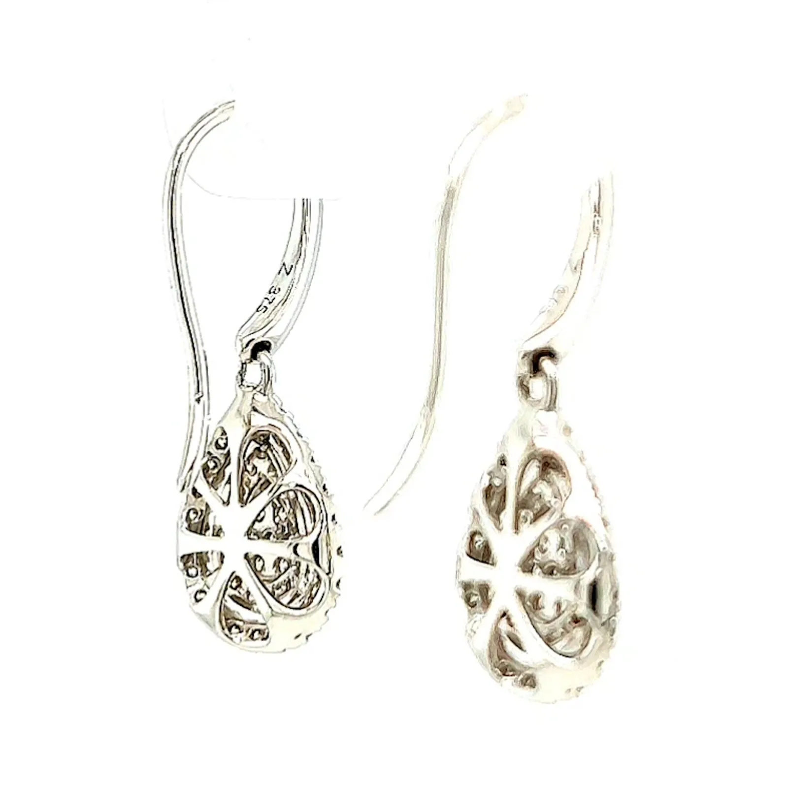 9ct White Gold Round Brilliant Cut with 0.34 CARAT tw of Diamonds Drop Earrings