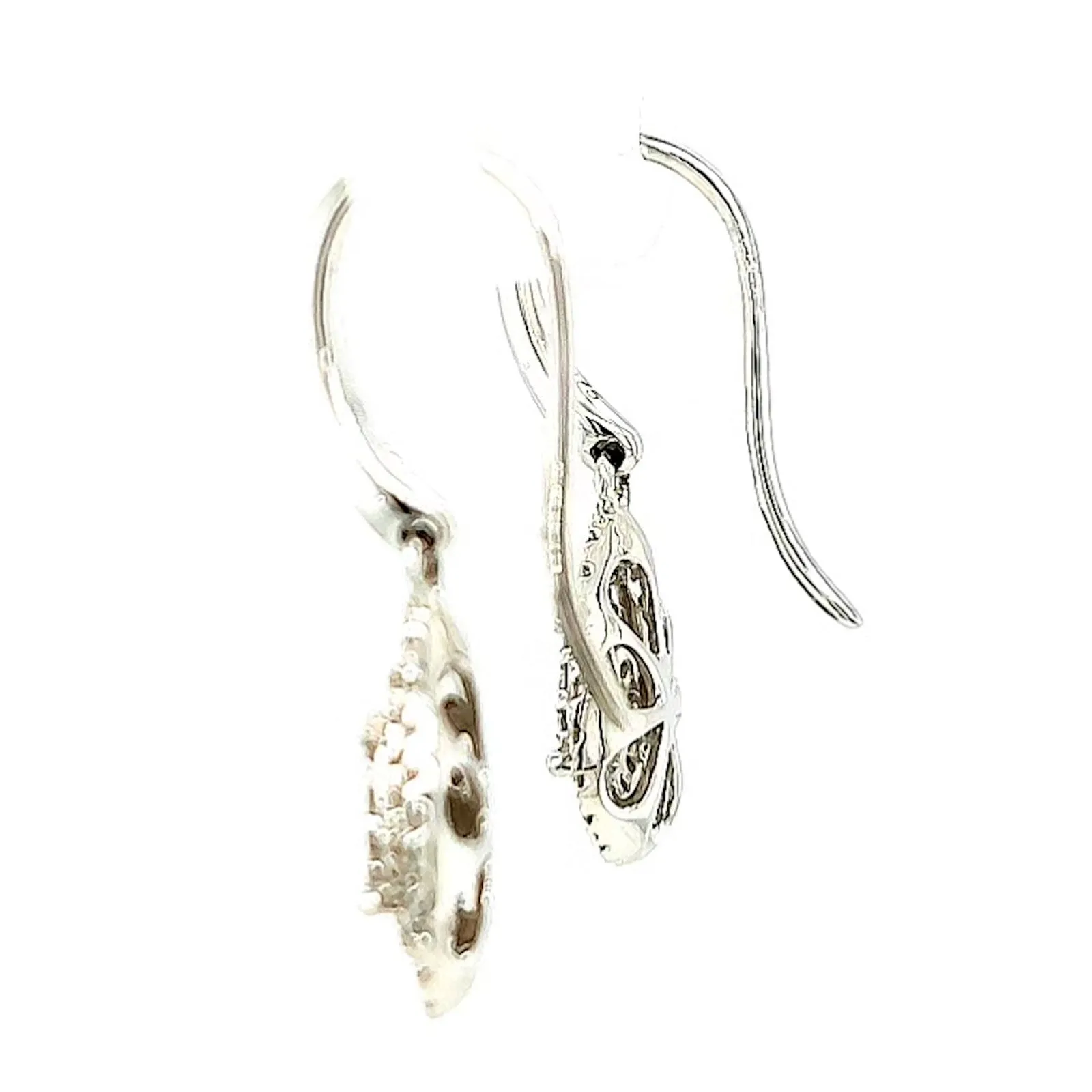 9ct White Gold Round Brilliant Cut with 0.34 CARAT tw of Diamonds Drop Earrings