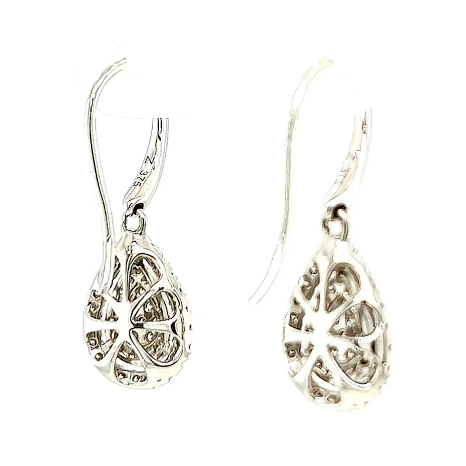 9ct White Gold Round Brilliant Cut with 0.34 CARAT tw of Diamonds Drop Earrings
