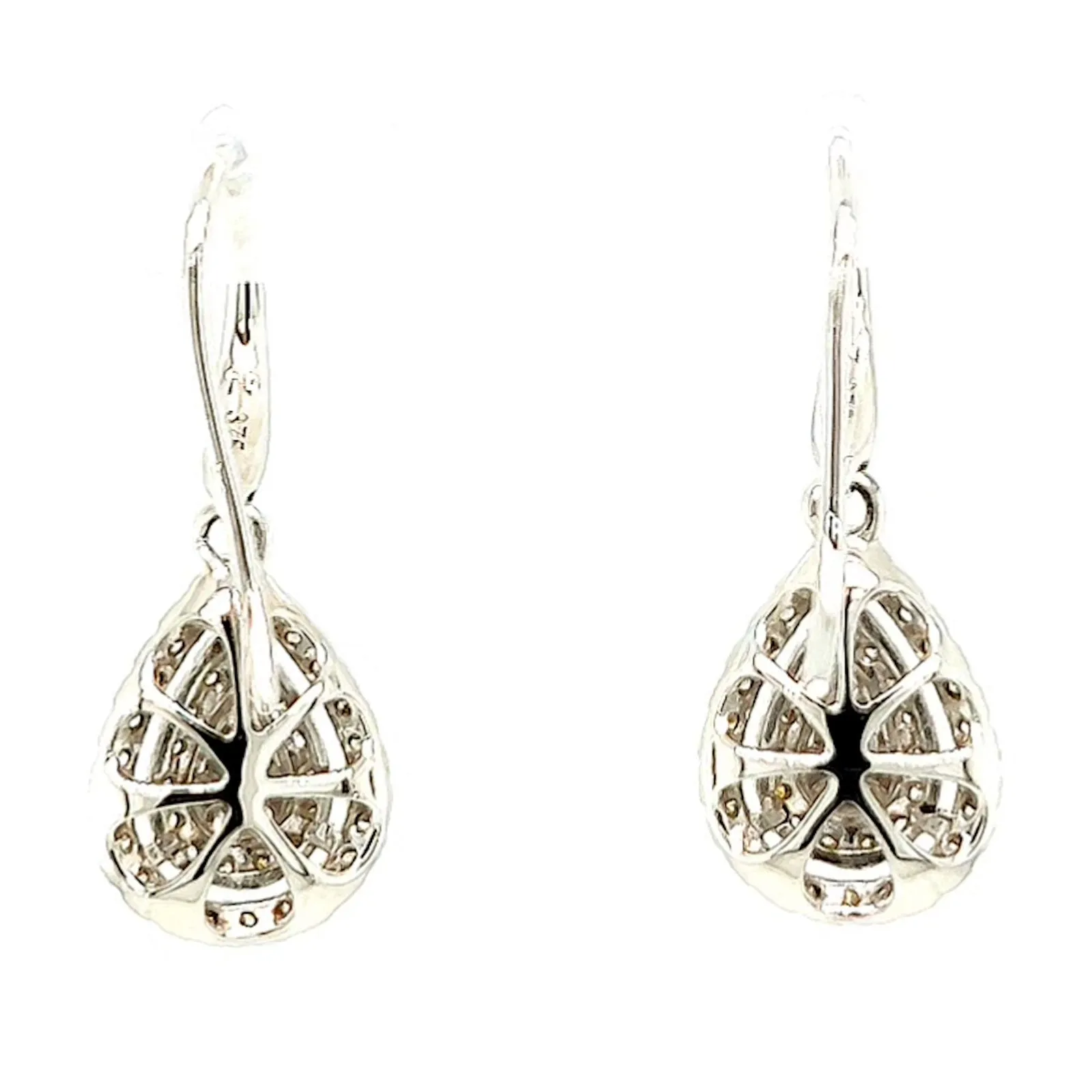 9ct White Gold Round Brilliant Cut with 0.34 CARAT tw of Diamonds Drop Earrings