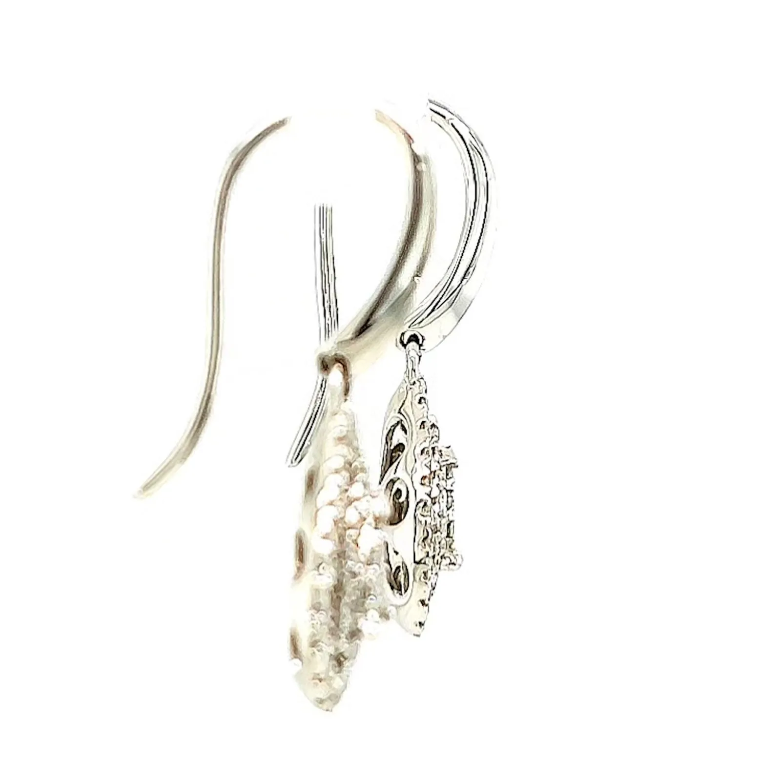 9ct White Gold Round Brilliant Cut with 0.34 CARAT tw of Diamonds Drop Earrings