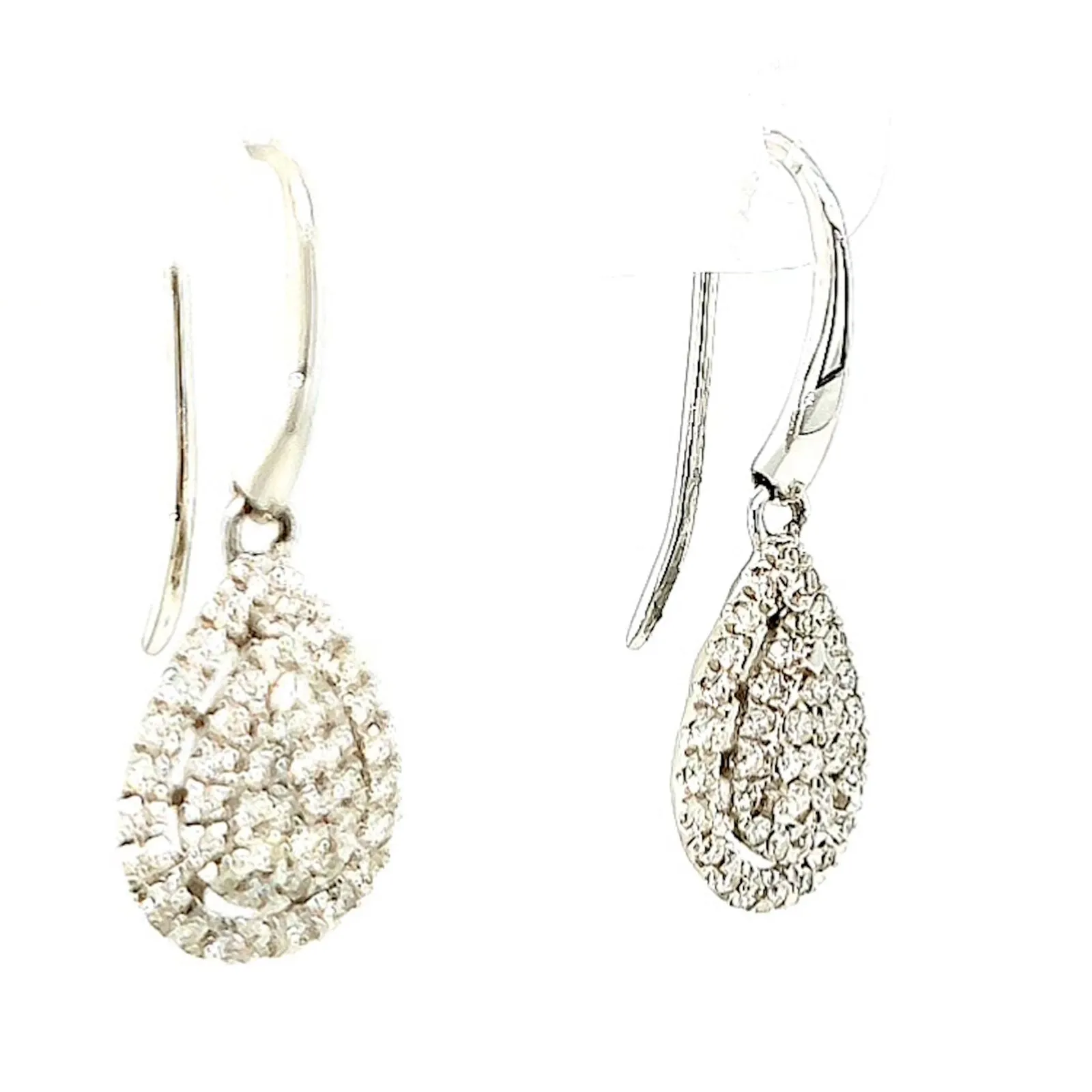 9ct White Gold Round Brilliant Cut with 0.34 CARAT tw of Diamonds Drop Earrings