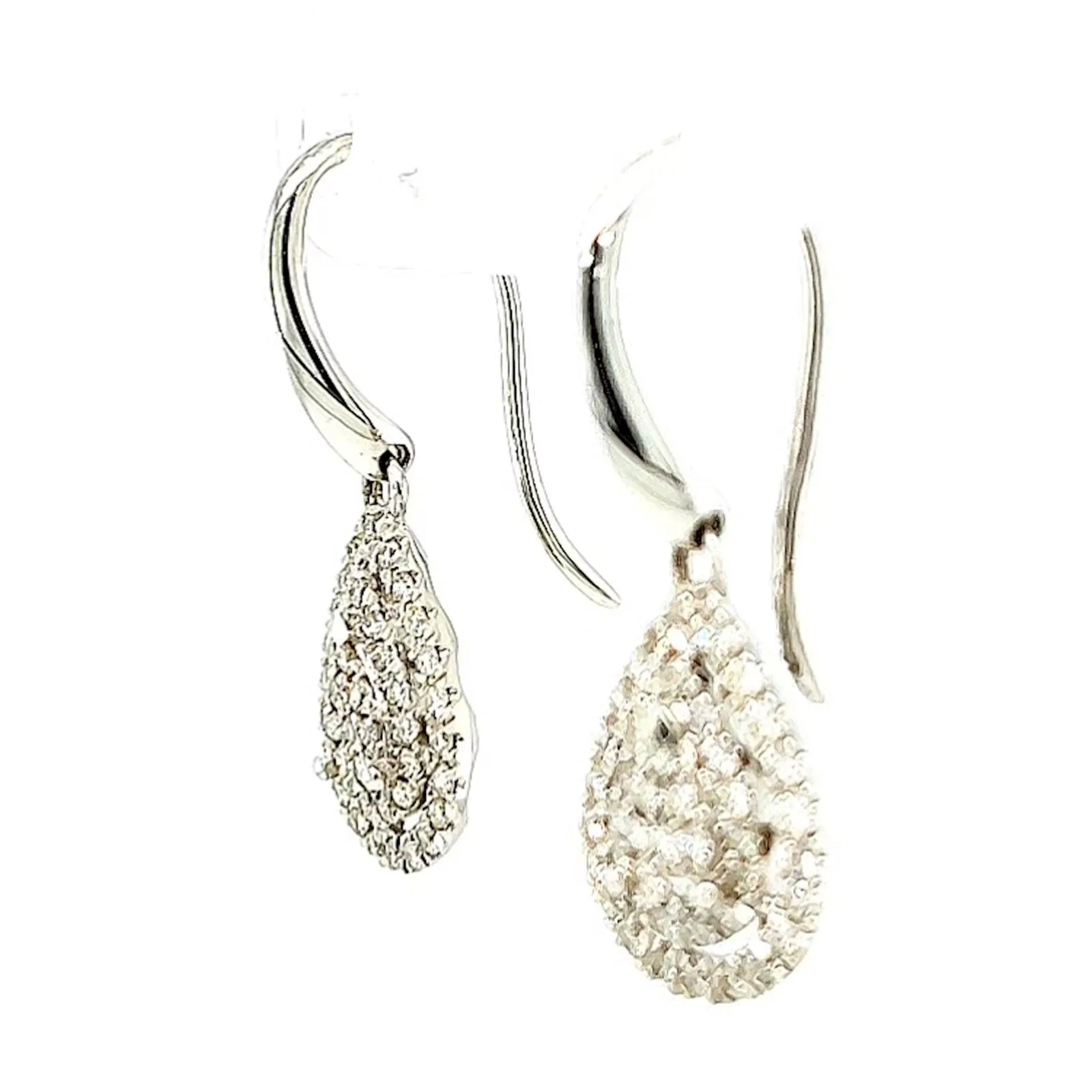 9ct White Gold Round Brilliant Cut with 0.34 CARAT tw of Diamonds Drop Earrings