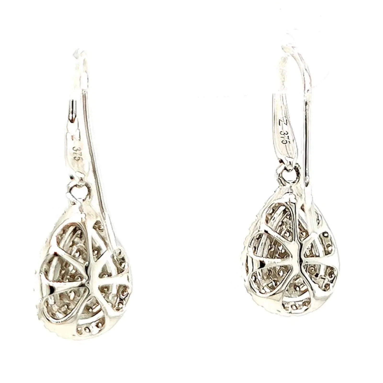 9ct White Gold Round Brilliant Cut with 0.34 CARAT tw of Diamonds Drop Earrings