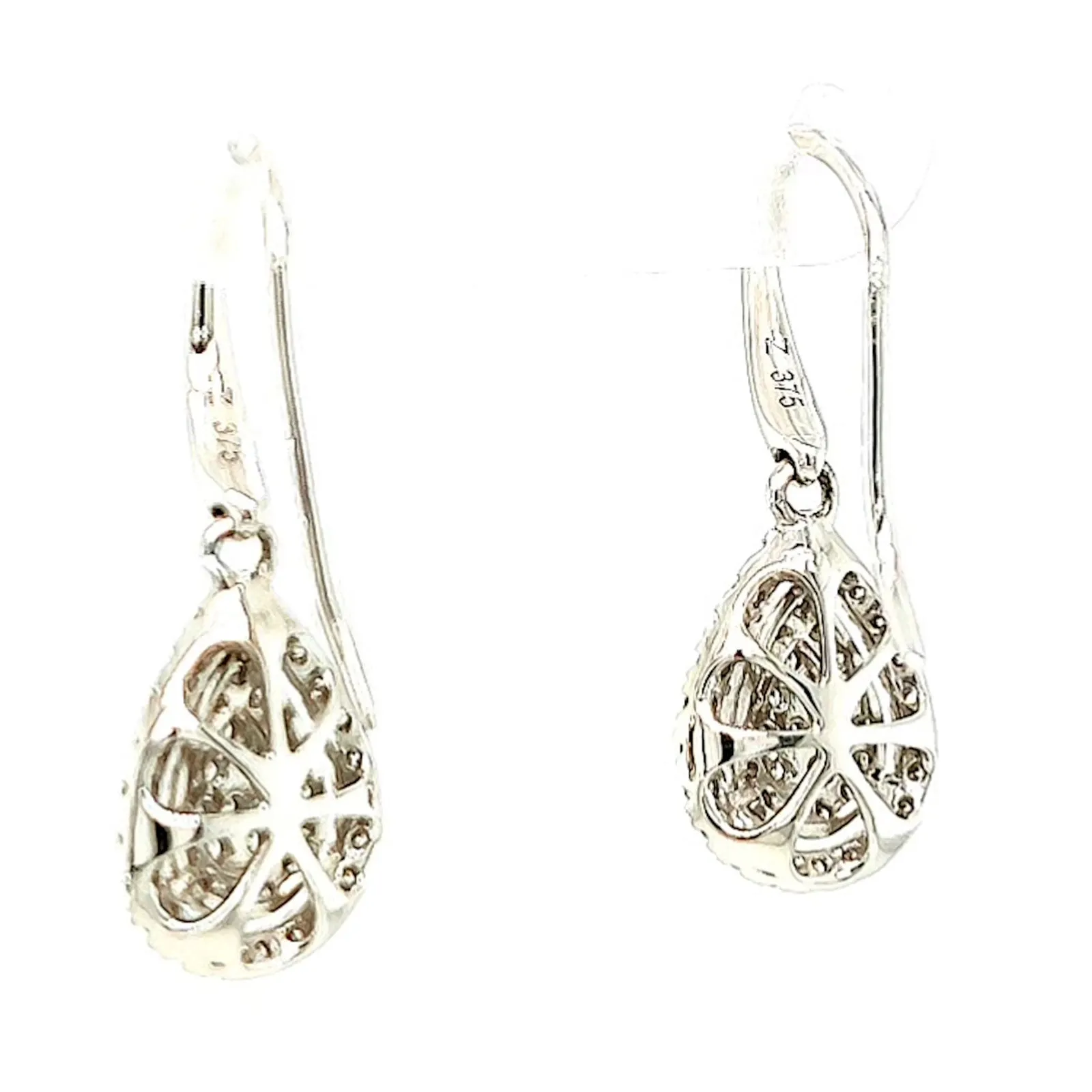 9ct White Gold Round Brilliant Cut with 0.34 CARAT tw of Diamonds Drop Earrings