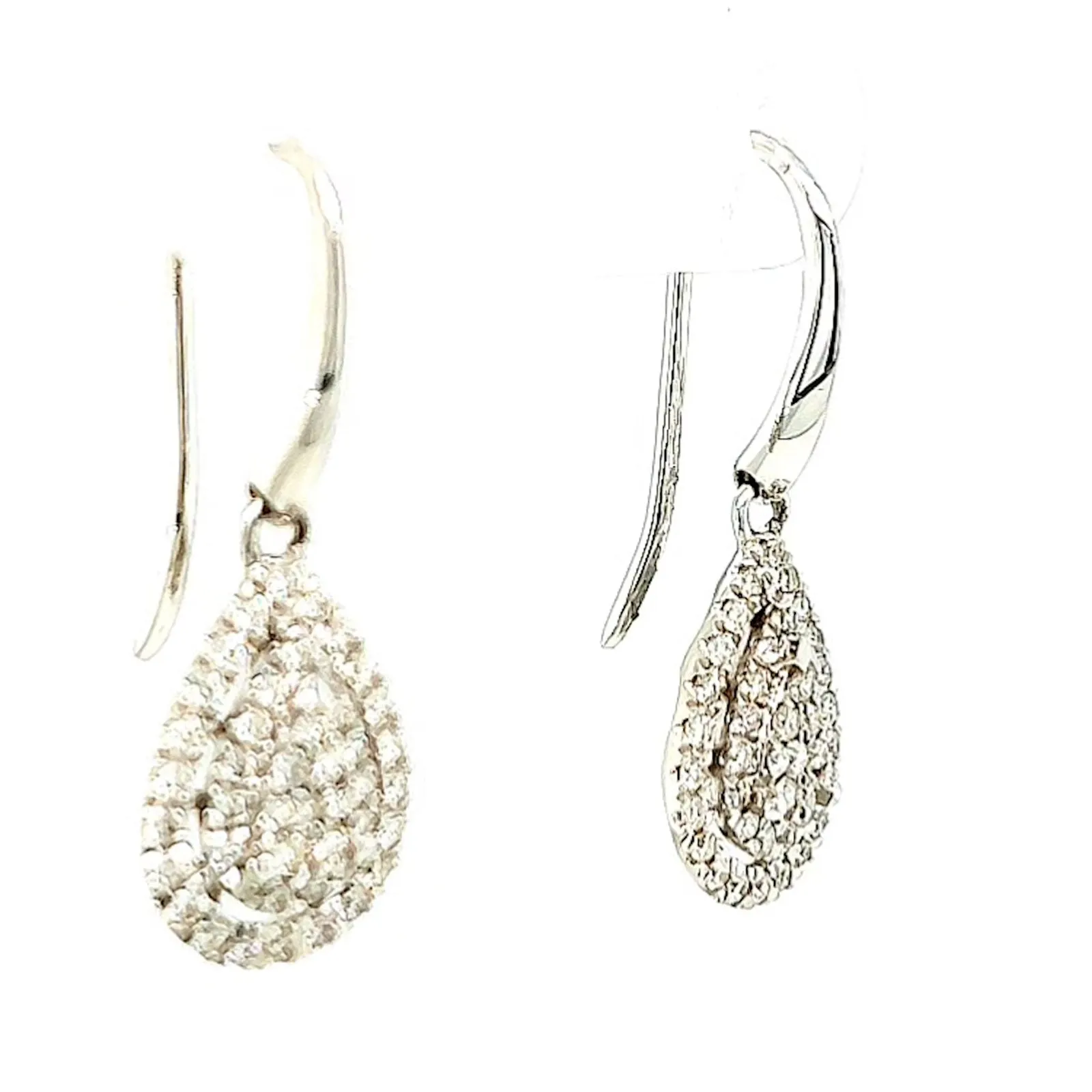 9ct White Gold Round Brilliant Cut with 0.34 CARAT tw of Diamonds Drop Earrings