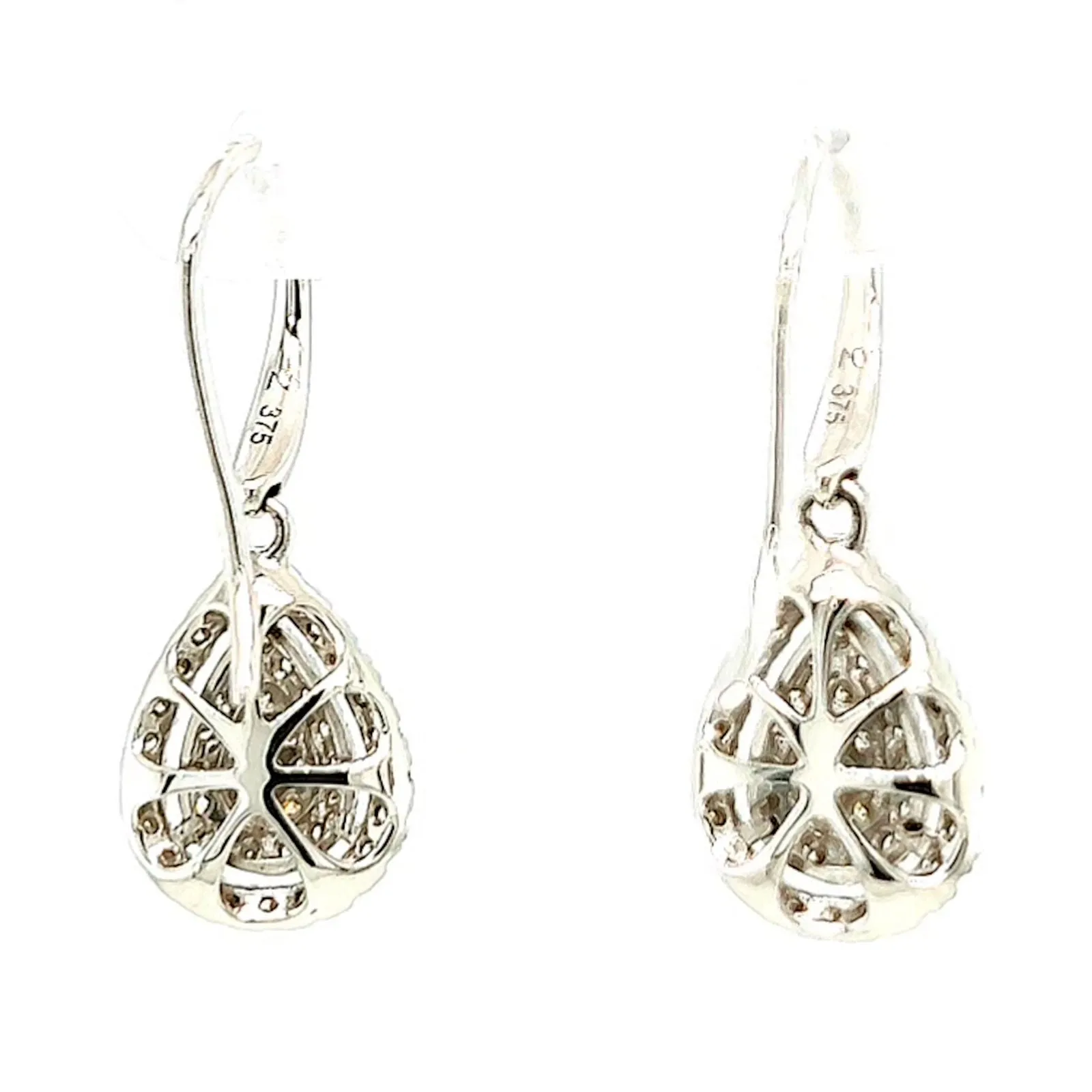 9ct White Gold Round Brilliant Cut with 0.34 CARAT tw of Diamonds Drop Earrings