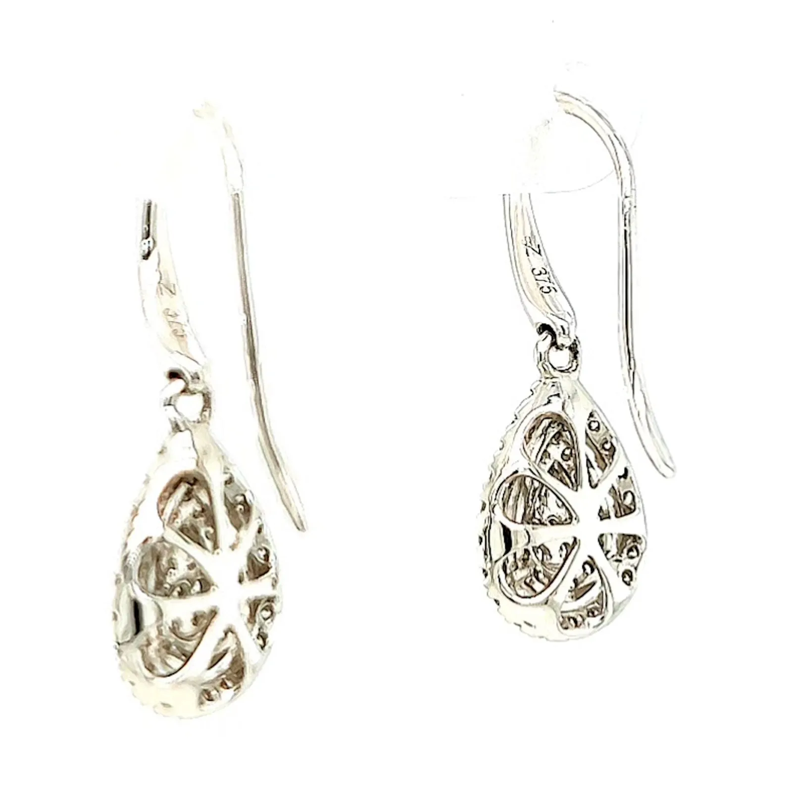 9ct White Gold Round Brilliant Cut with 0.34 CARAT tw of Diamonds Drop Earrings