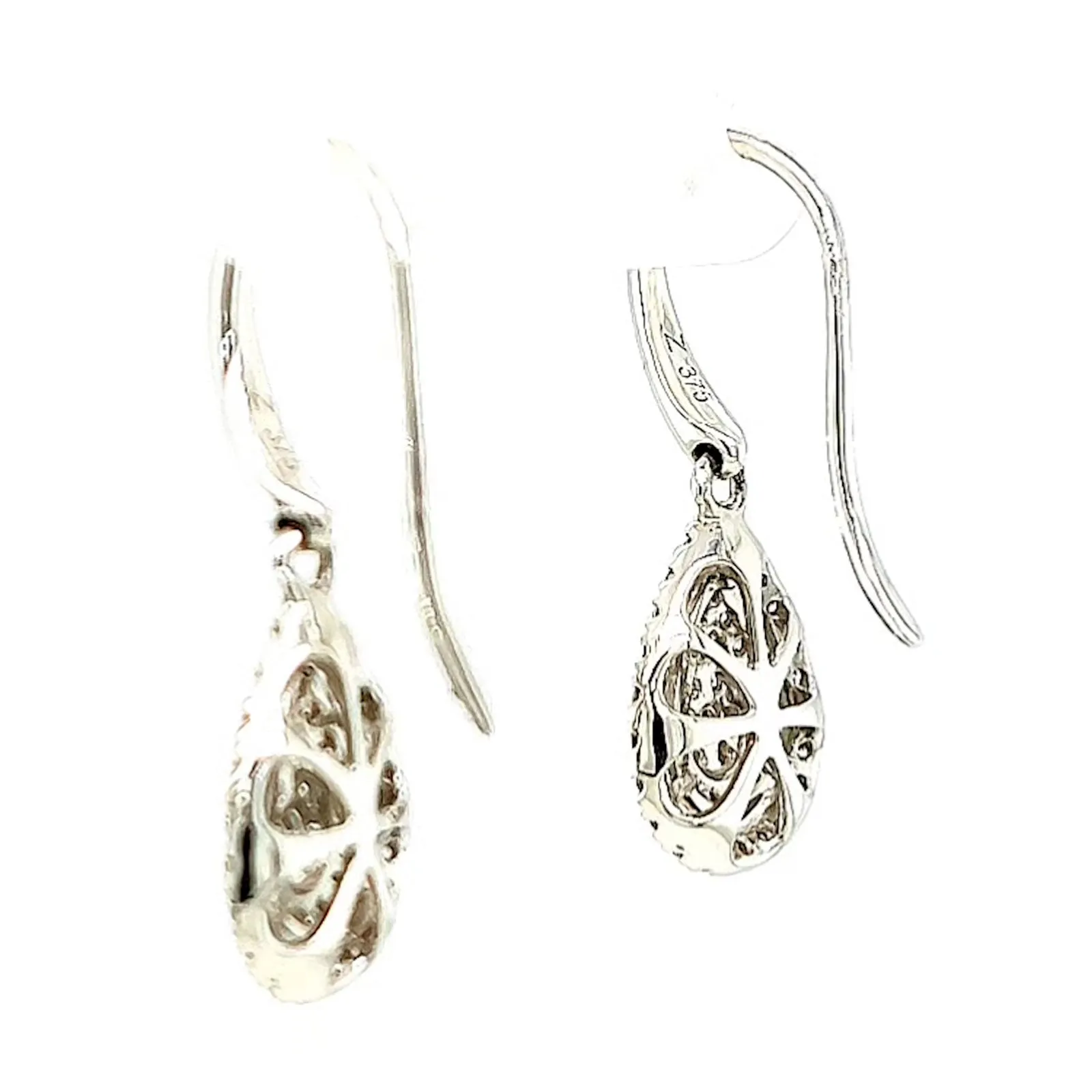 9ct White Gold Round Brilliant Cut with 0.34 CARAT tw of Diamonds Drop Earrings