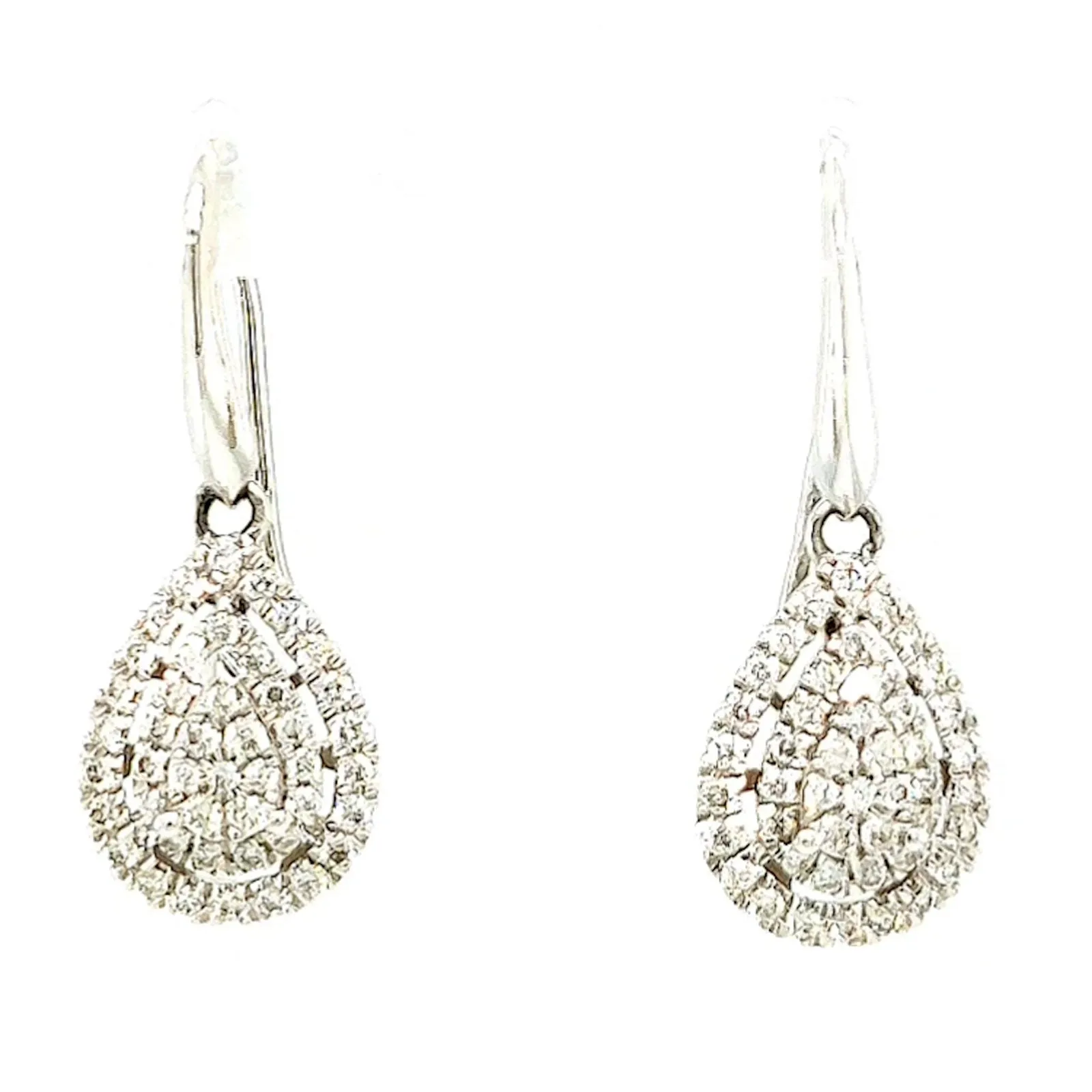 9ct White Gold Round Brilliant Cut with 0.34 CARAT tw of Diamonds Drop Earrings