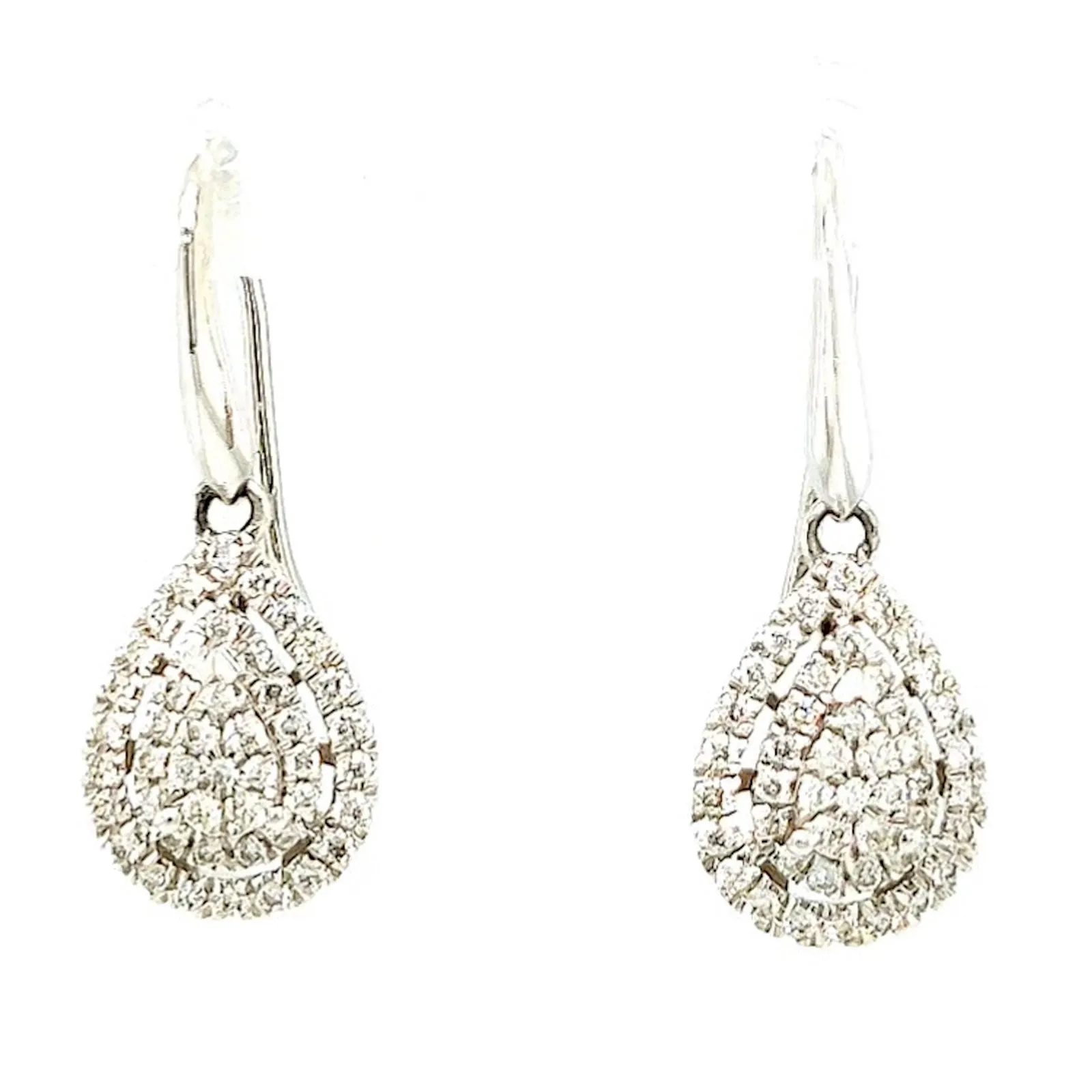 9ct White Gold Round Brilliant Cut with 0.34 CARAT tw of Diamonds Drop Earrings