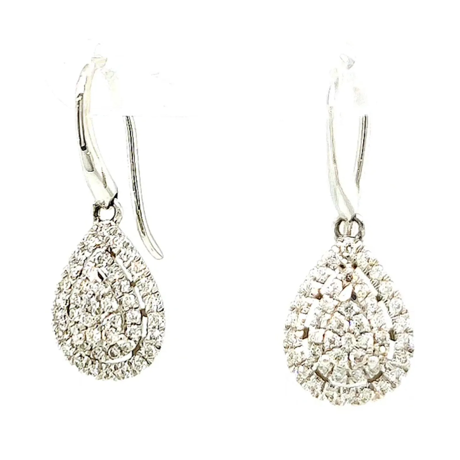 9ct White Gold Round Brilliant Cut with 0.34 CARAT tw of Diamonds Drop Earrings