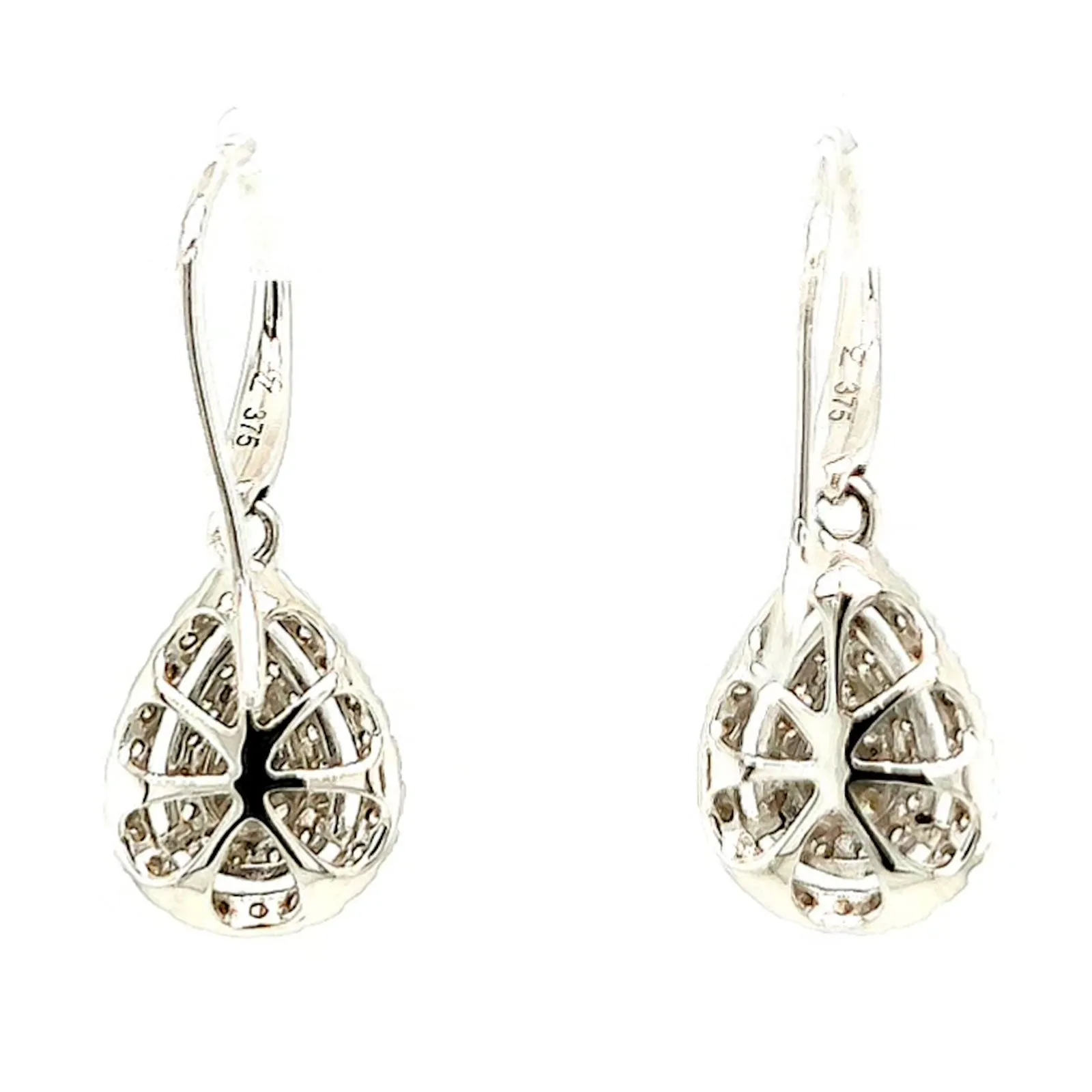 9ct White Gold Round Brilliant Cut with 0.34 CARAT tw of Diamonds Drop Earrings