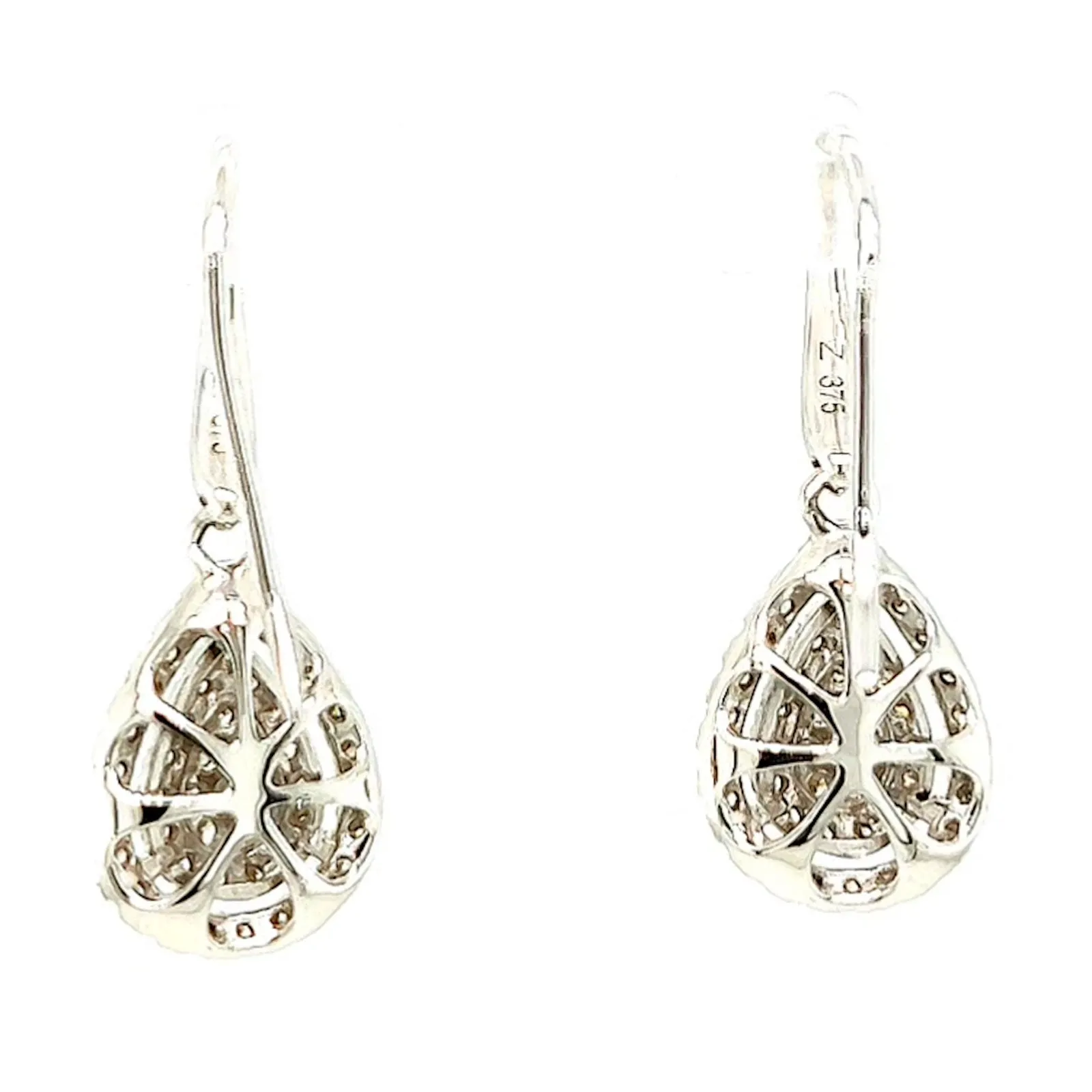 9ct White Gold Round Brilliant Cut with 0.34 CARAT tw of Diamonds Drop Earrings