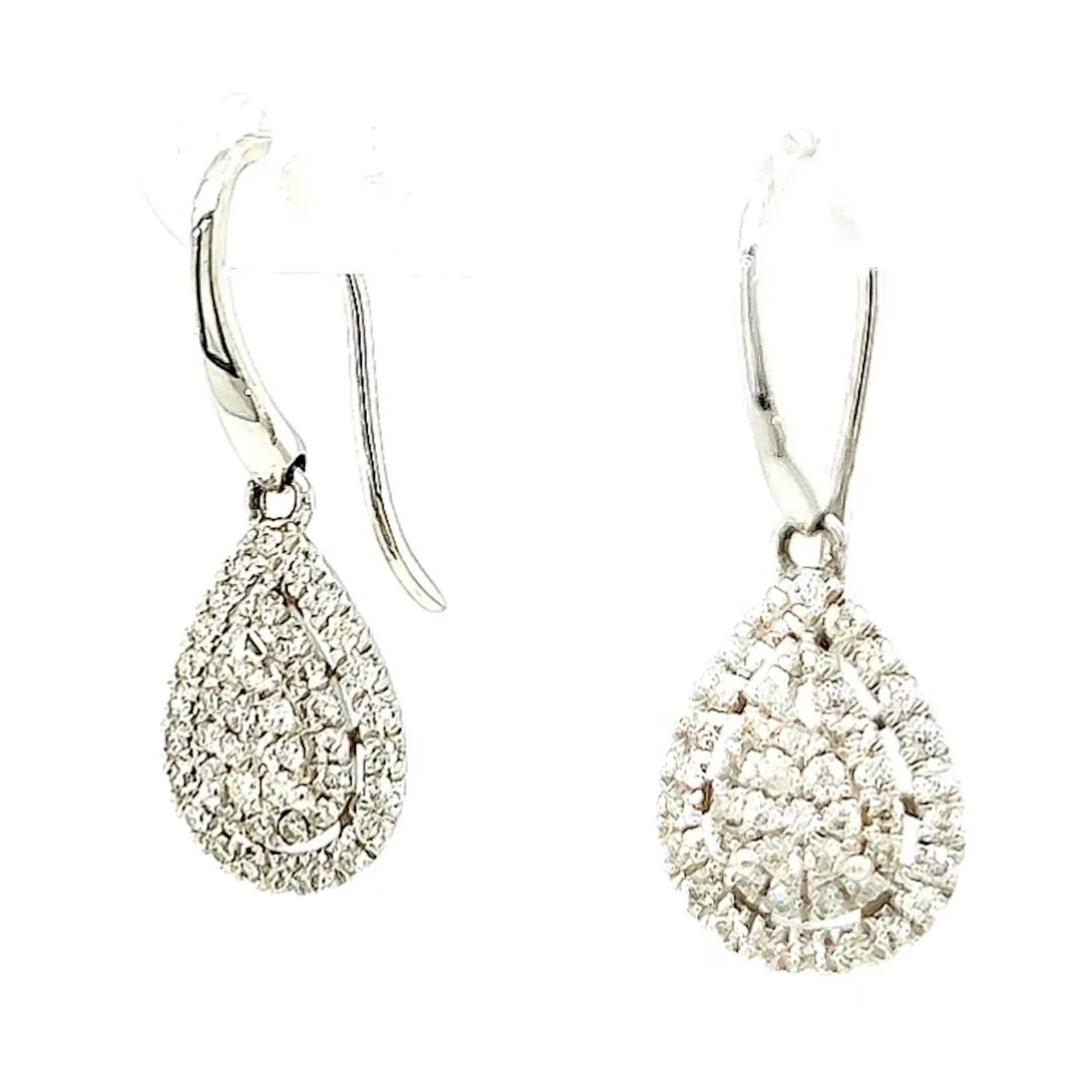 9ct White Gold Round Brilliant Cut with 0.34 CARAT tw of Diamonds Drop Earrings