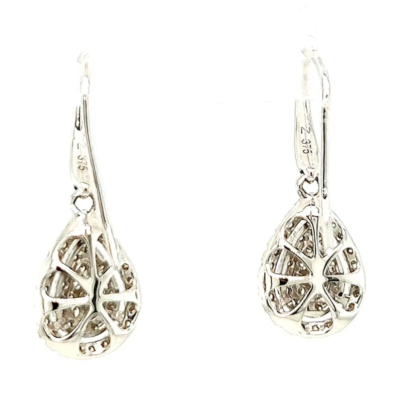 9ct White Gold Round Brilliant Cut with 0.34 CARAT tw of Diamonds Drop Earrings