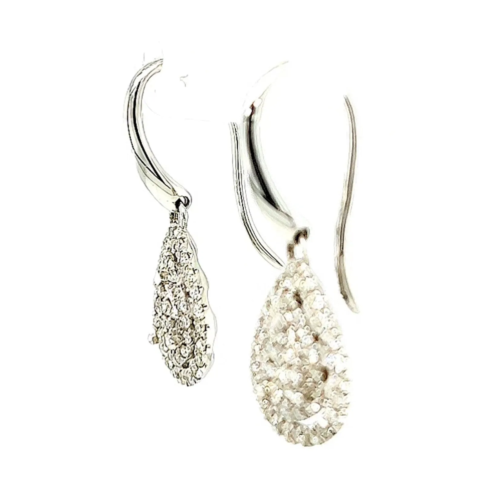 9ct White Gold Round Brilliant Cut with 0.34 CARAT tw of Diamonds Drop Earrings
