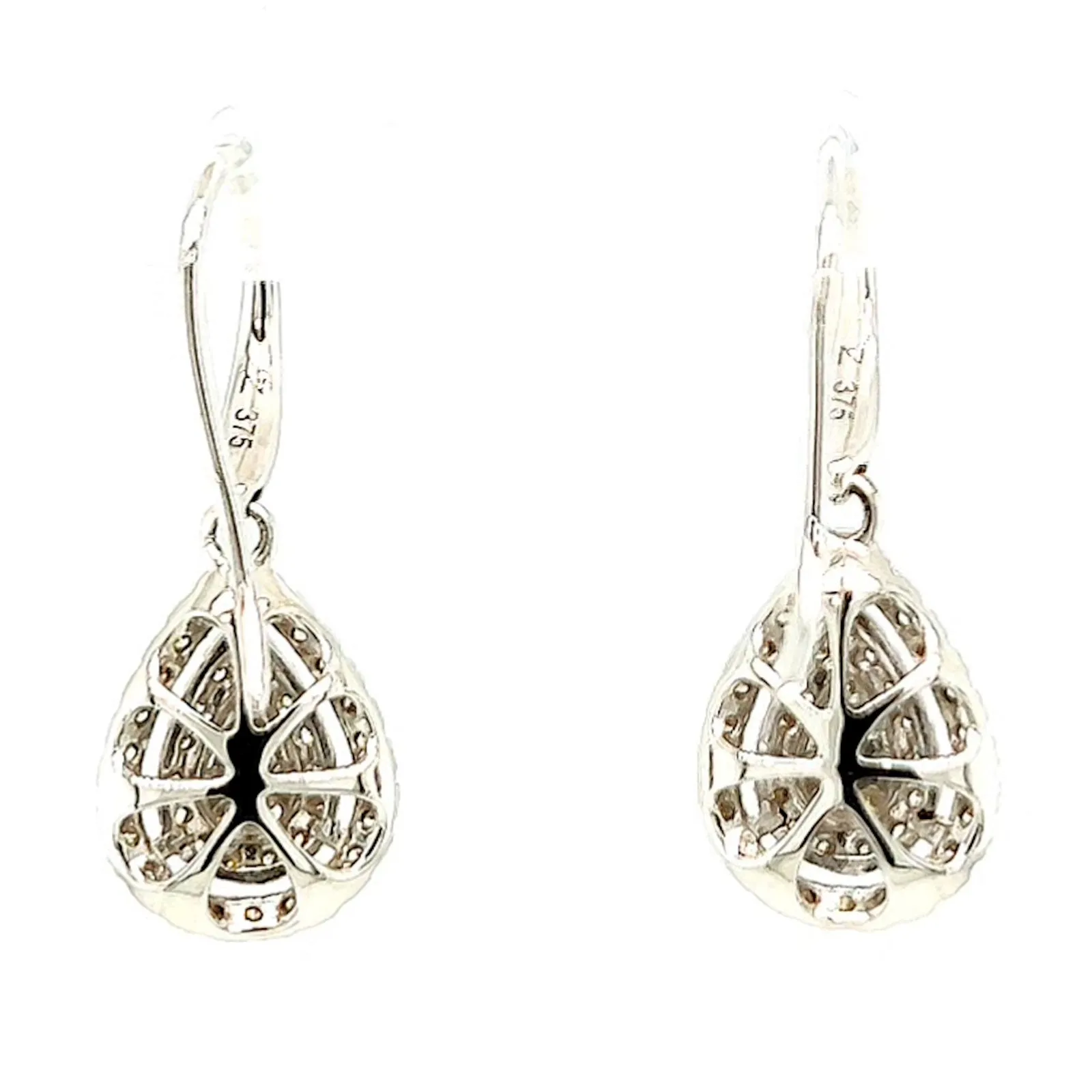 9ct White Gold Round Brilliant Cut with 0.34 CARAT tw of Diamonds Drop Earrings