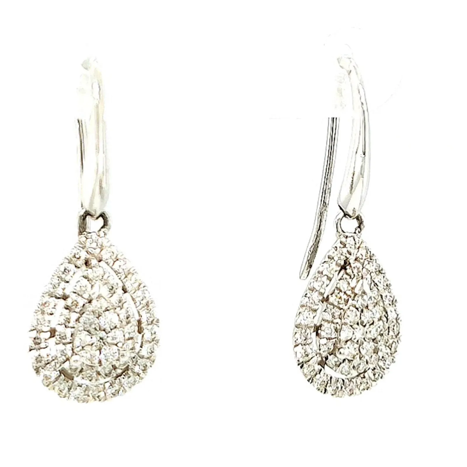 9ct White Gold Round Brilliant Cut with 0.34 CARAT tw of Diamonds Drop Earrings