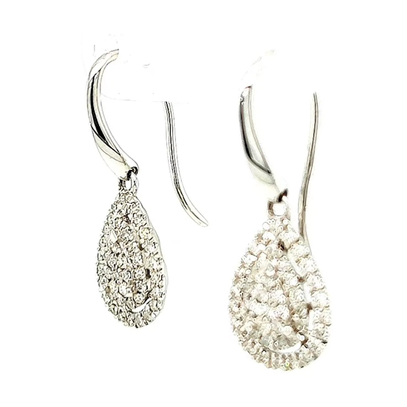 9ct White Gold Round Brilliant Cut with 0.34 CARAT tw of Diamonds Drop Earrings